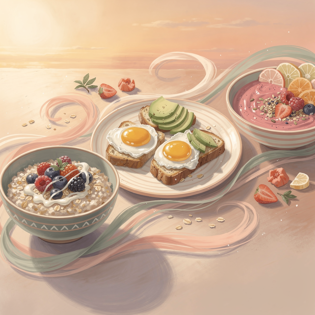 Красивая тарелка с полезным завтраком